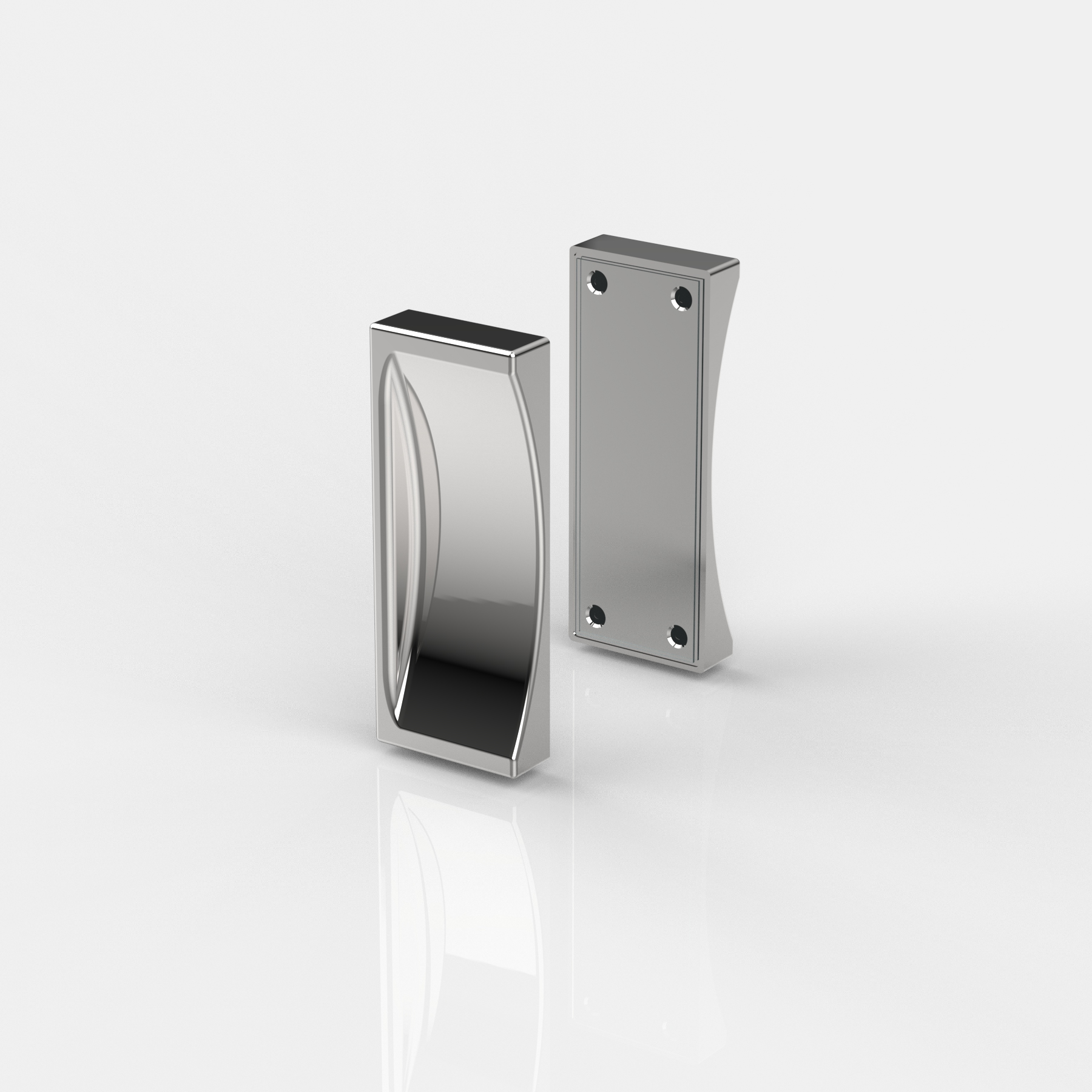 Muschelgriff halb, zum Aufkleben, rechteckig