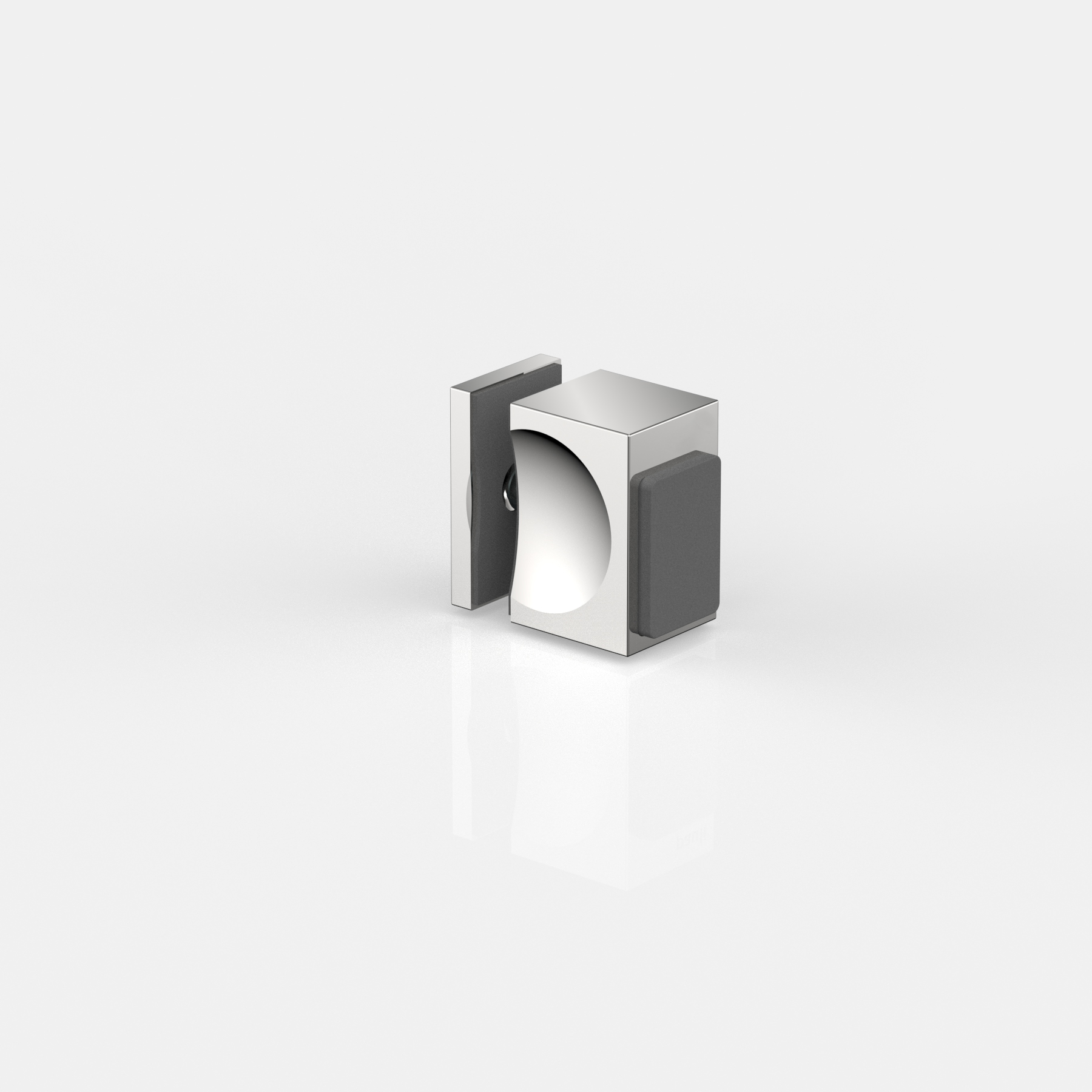 Glass door knob with rubber stop single sided 28x46x34 mm