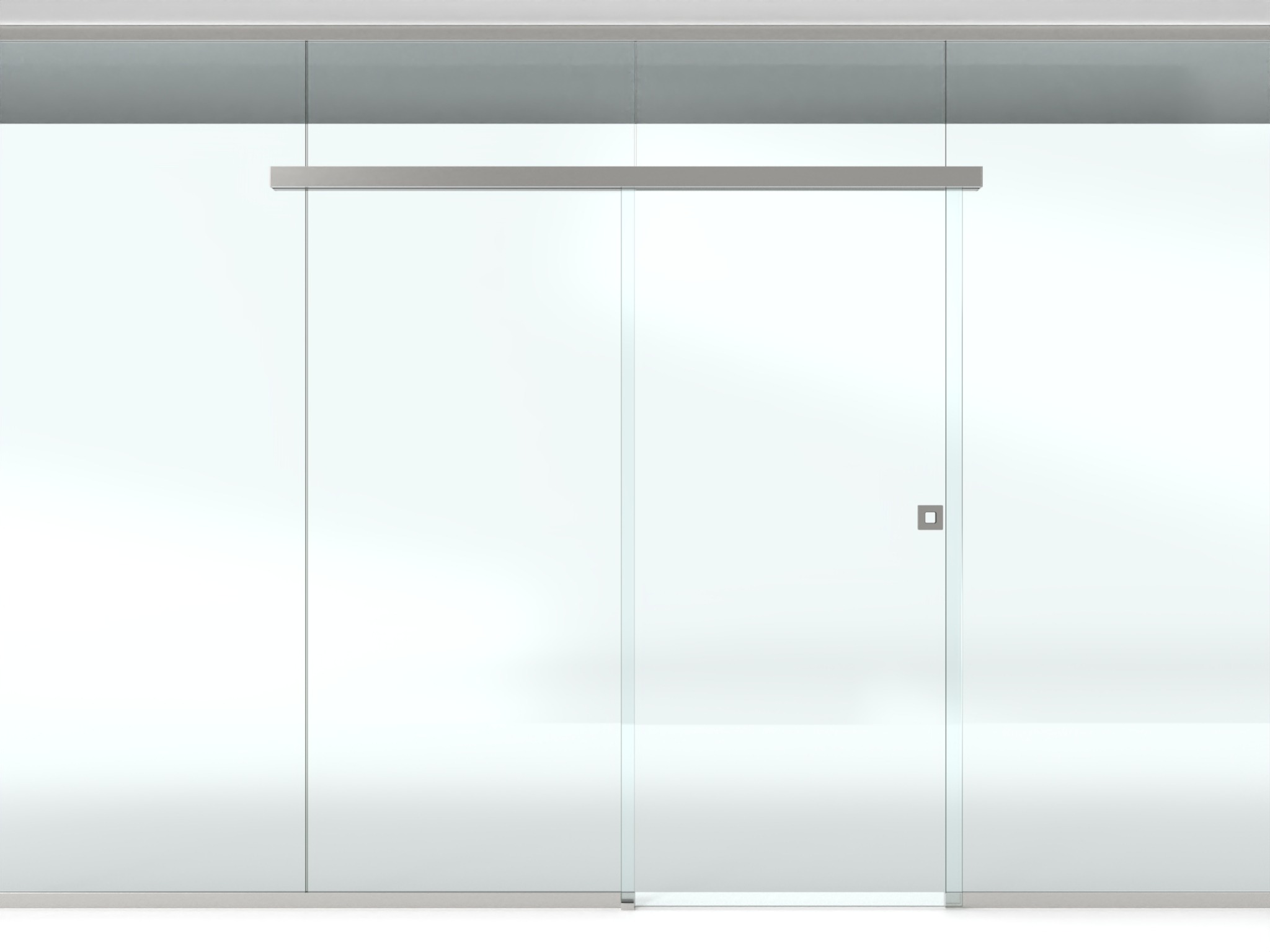 Schiebetür, 1 flügelige Tür, Glas-Wand Montage L=2085 mm ohne Softstopp