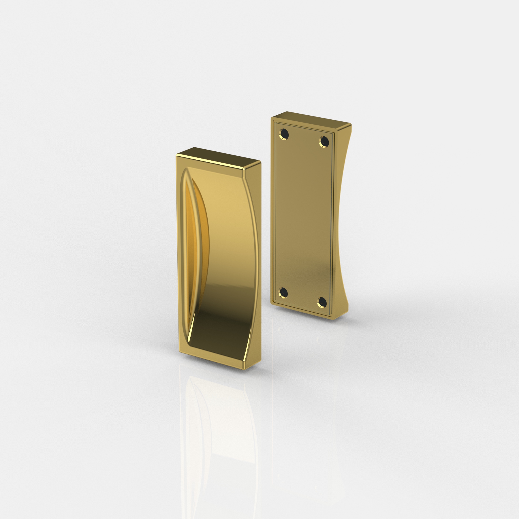 Muschelgriff halb, zum Aufkleben, rechteckig