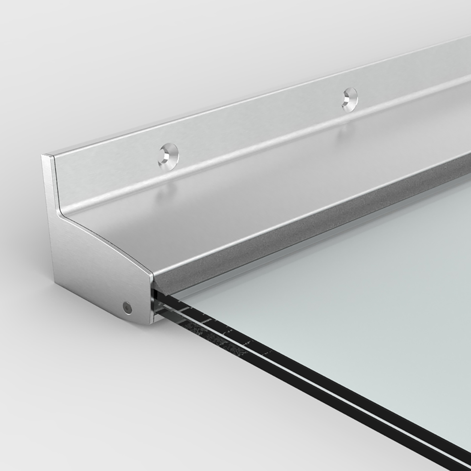 Vordachwandprofil VSG 17,52 mm, ohne Blende