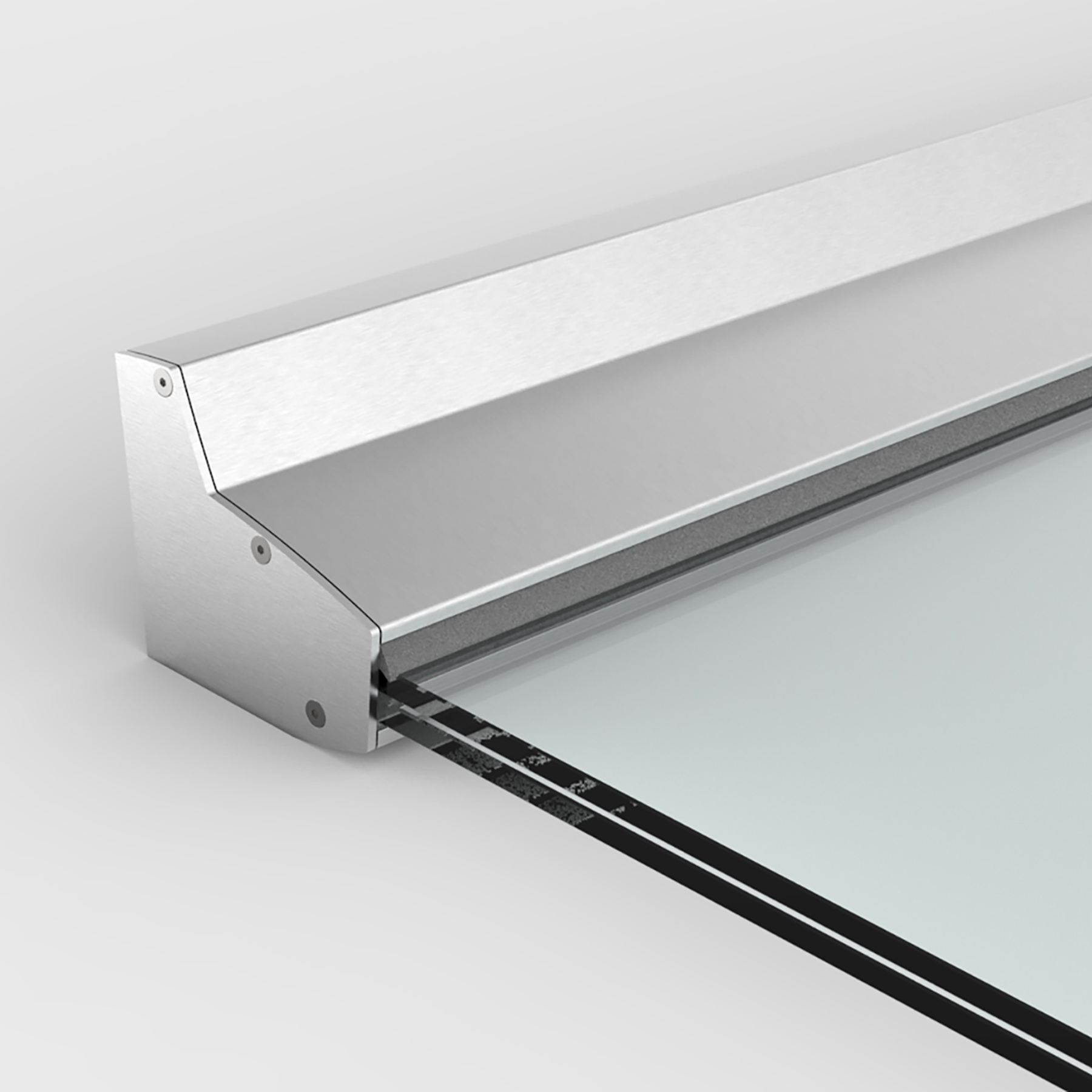 Vordachwandprofil VSG 17,52 mm mit Blende