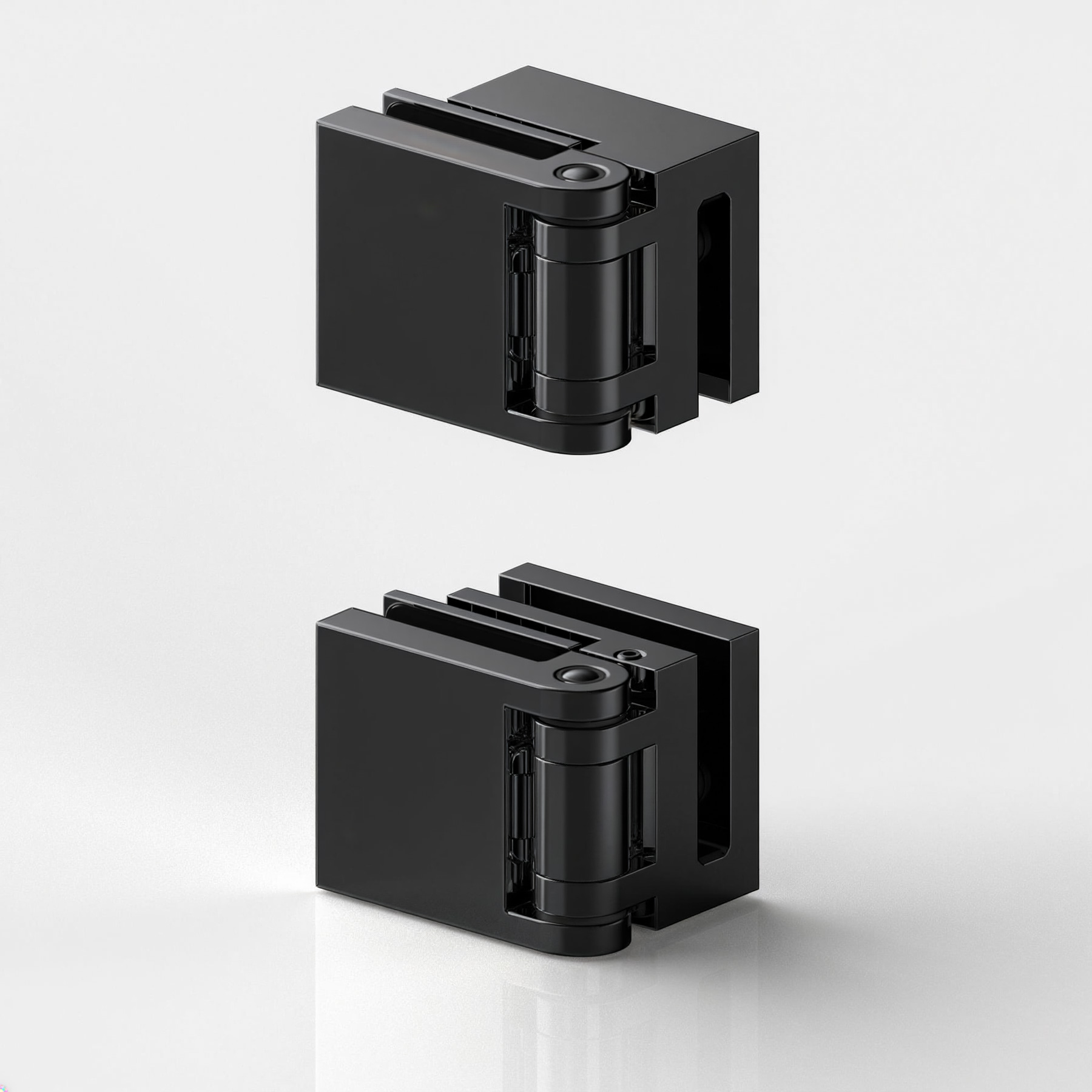Shower door hinge set, overlapping, glass-glass 180°
