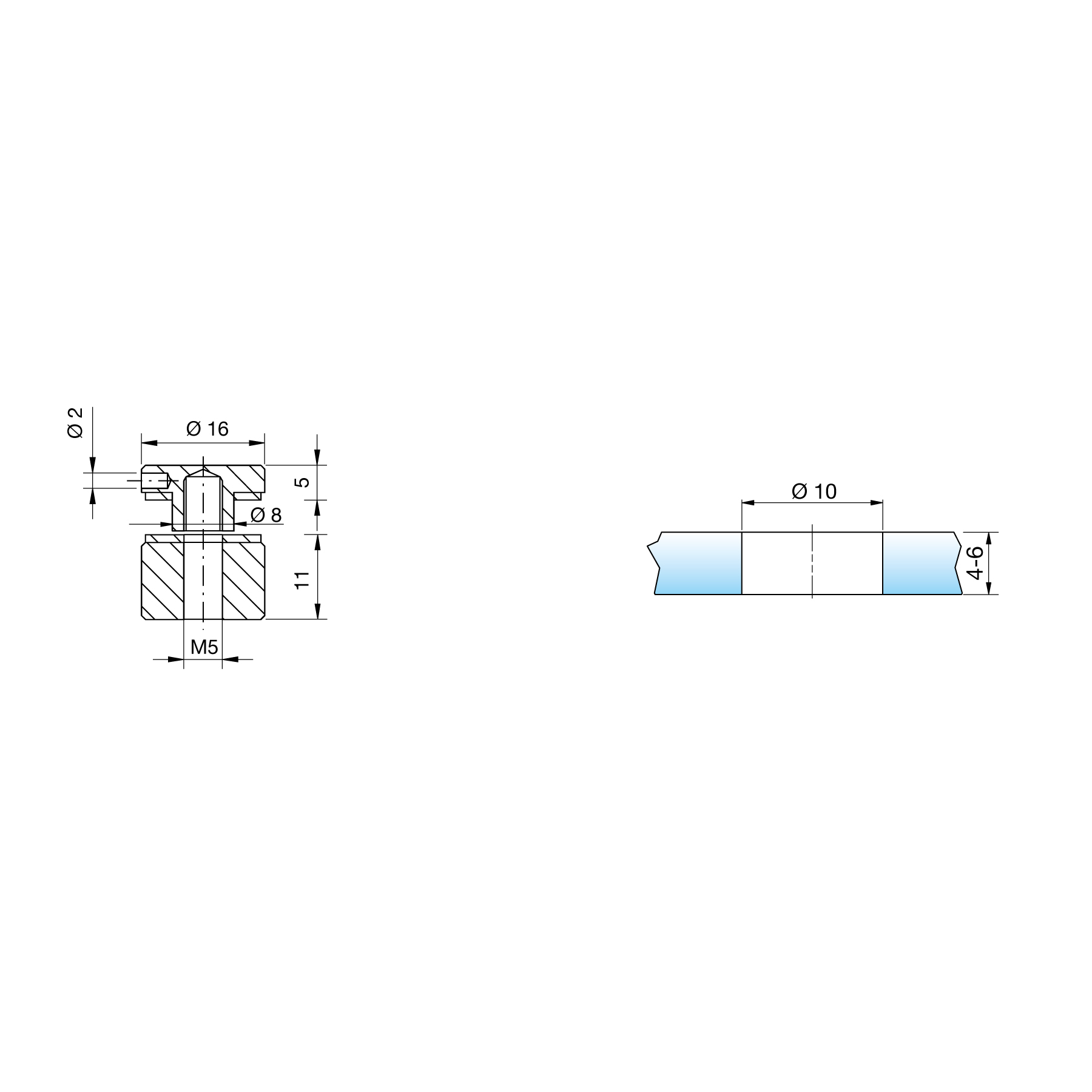 Punkthalter ø16mm, 4-6mm