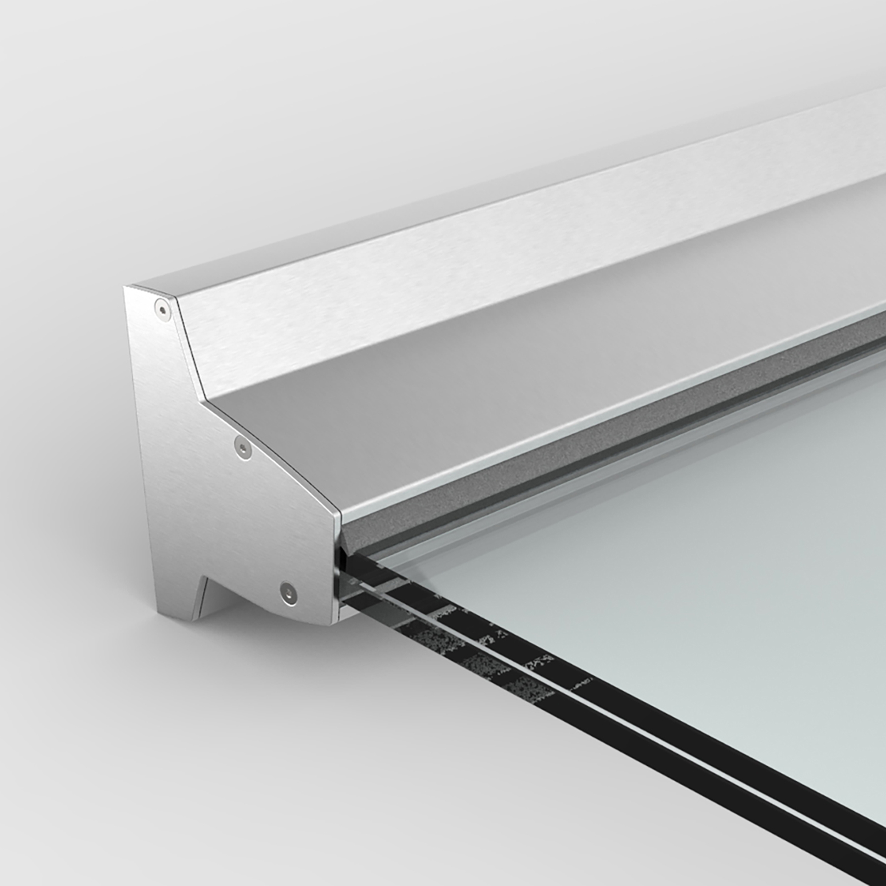 Vordachwandprofil VSG 21,52 mm mit Blende